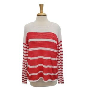 Tommy Bahama Womens M Red White‎ Striped Lightweight Knit Long Sleeve Top